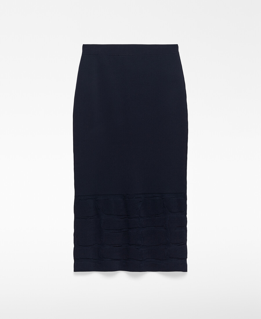 jupe droite en maille jacquard femme