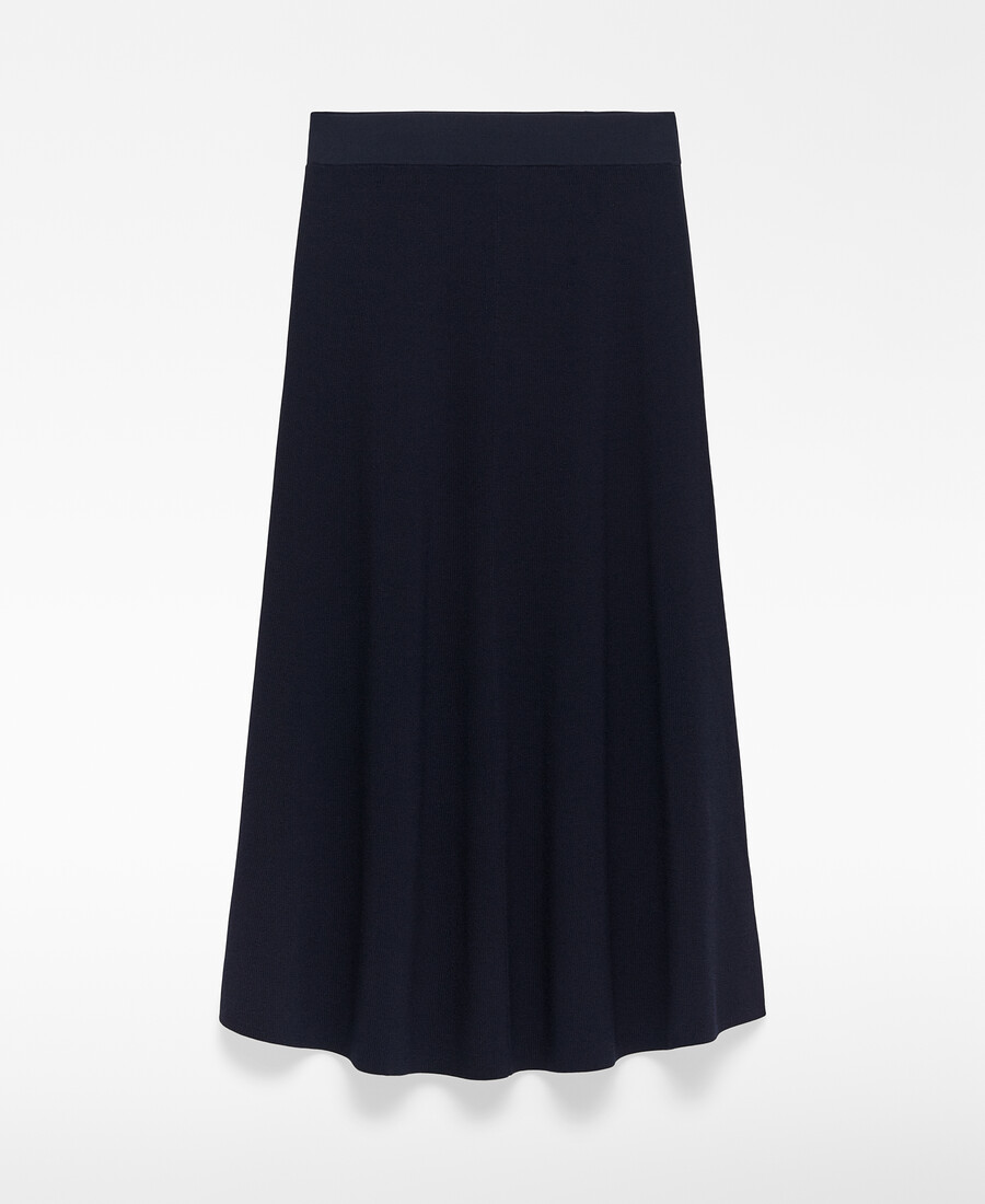 jupe trapèze en maille bleu marine pour femme