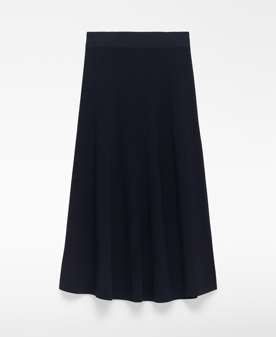 jupe trapèze en maille bleu marine pour femme