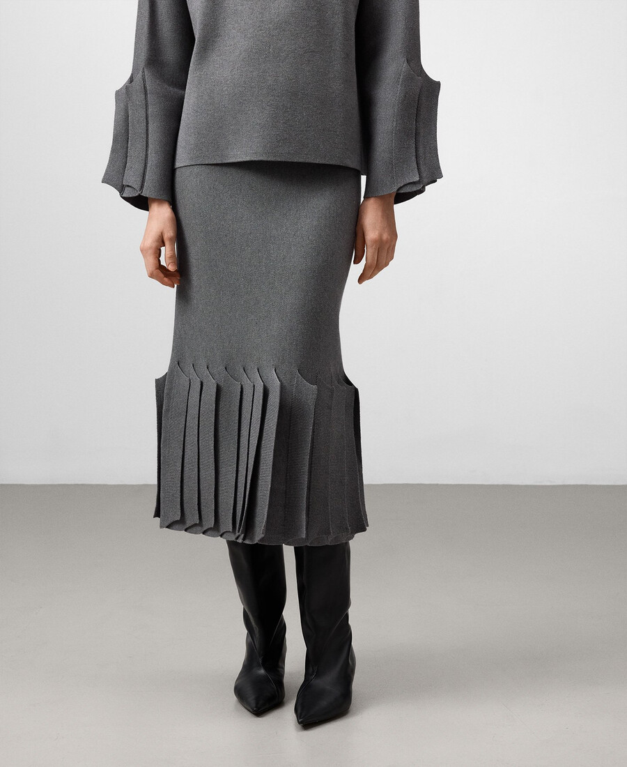 jupe en maille à ourlet plissé pour femme