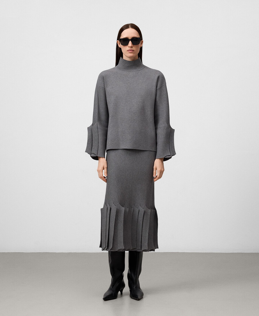 jupe en maille à ourlet plissé pour femme