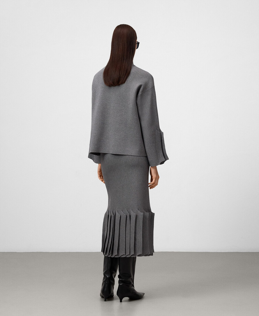 jupe en maille à ourlet plissé pour femme