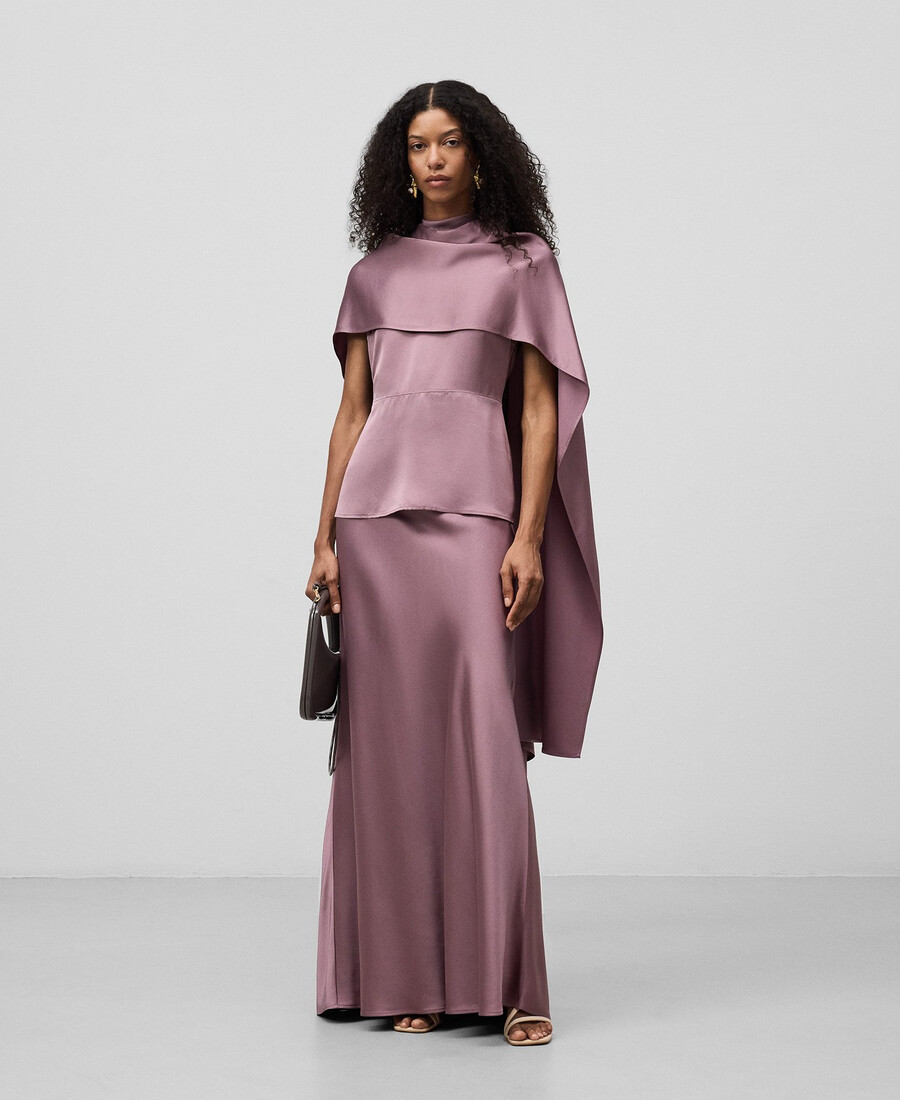 jupe longue en satin pour femme