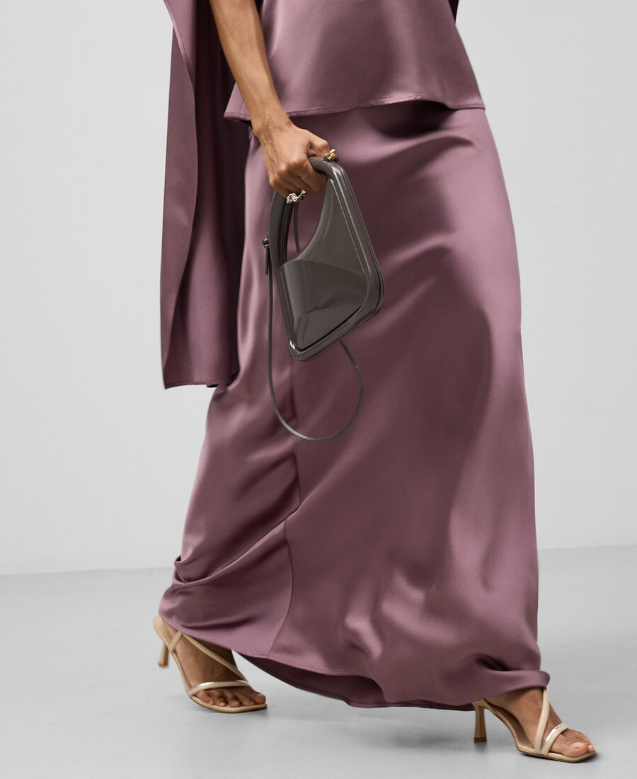 jupe longue en satin pour femme