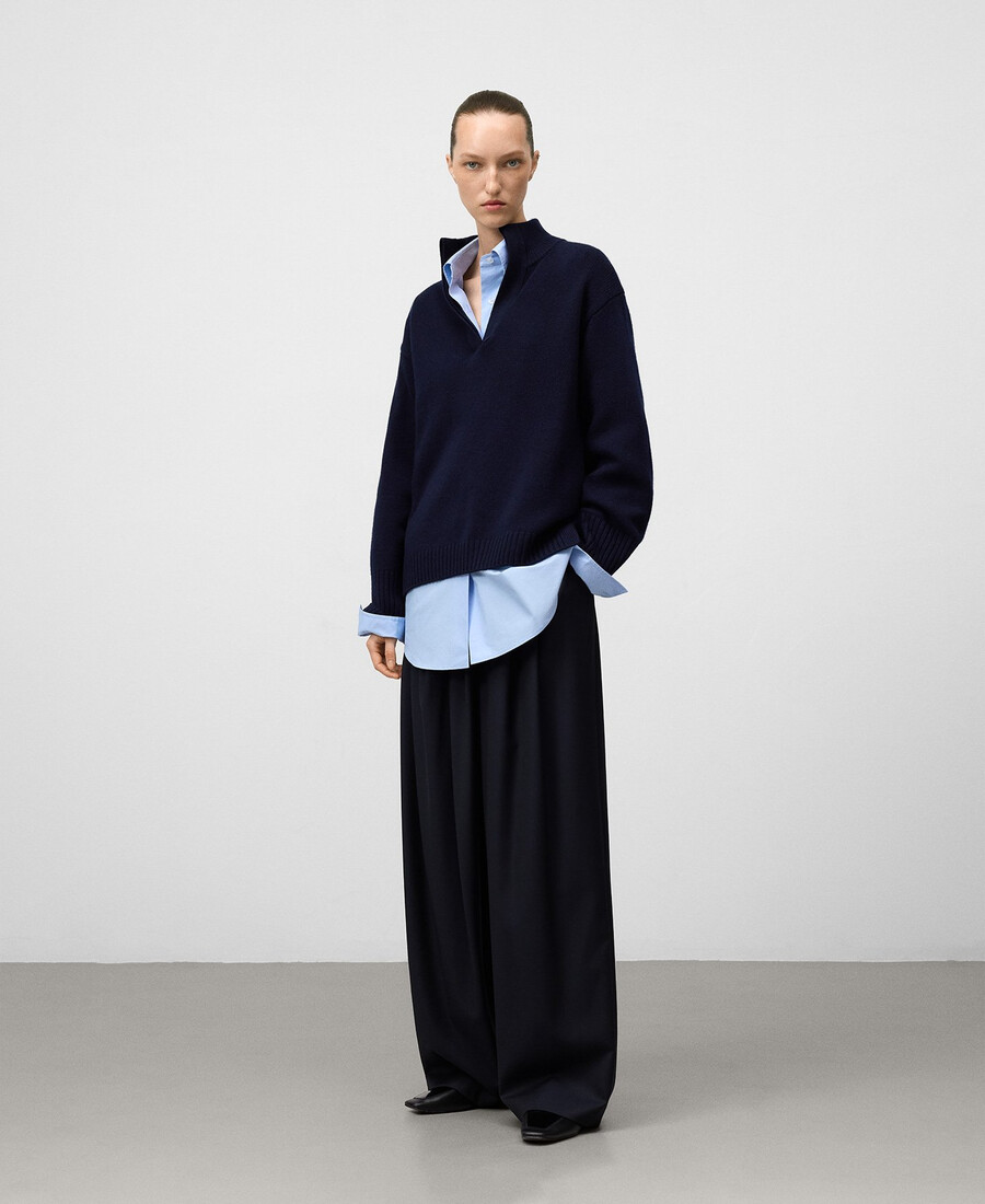 pull à col montant en laine mérinos pour femme
