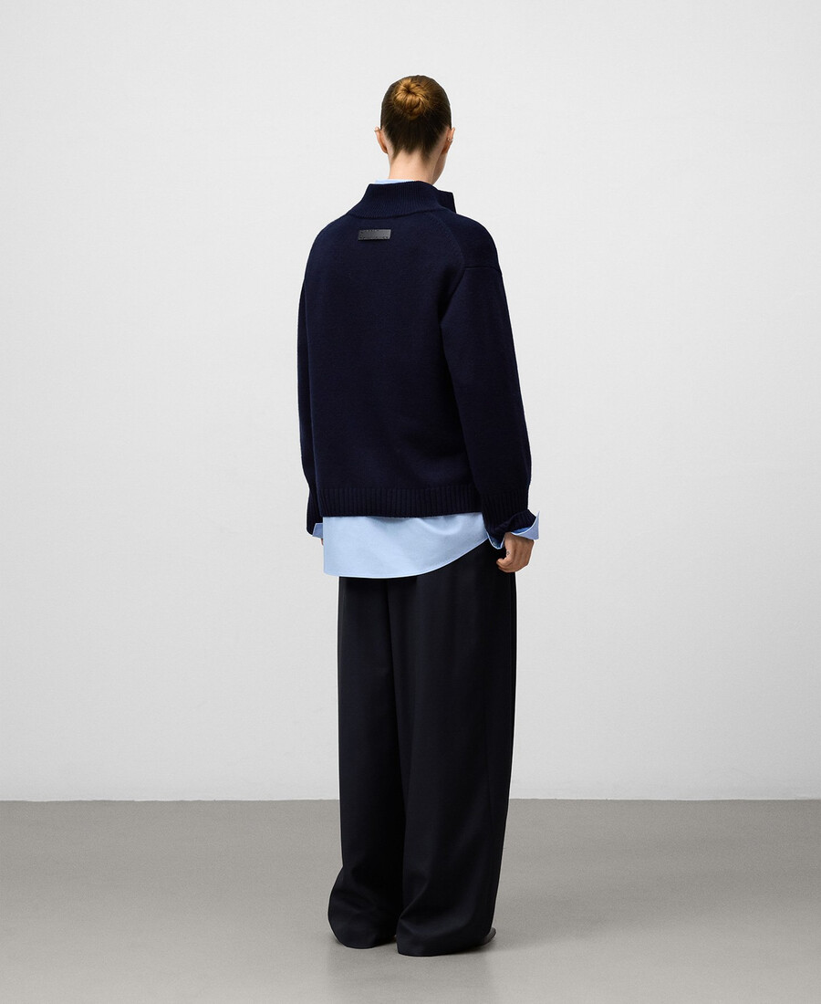 pull à col montant en laine mérinos pour femme