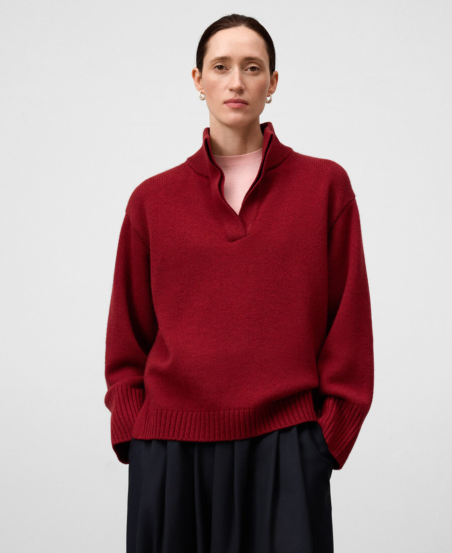 pull à col montant en laine mérinos pour femme