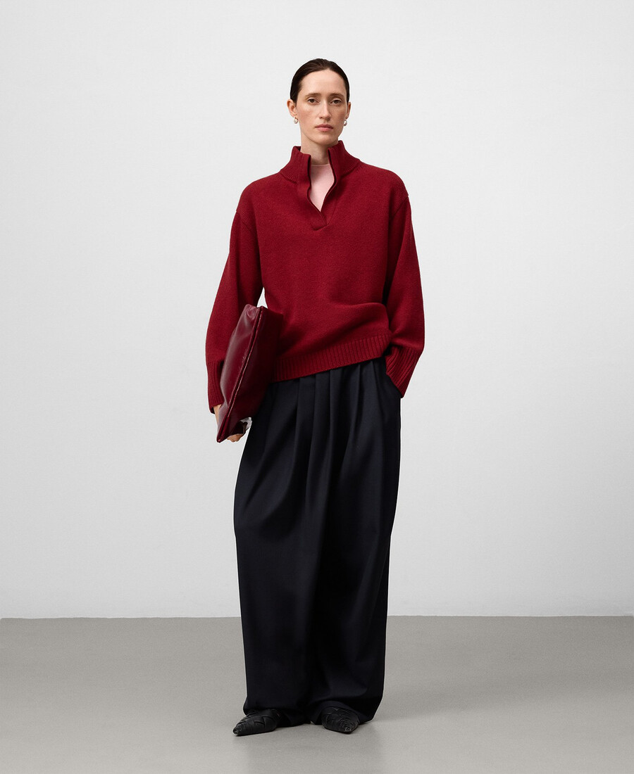 pull à col montant en laine mérinos pour femme
