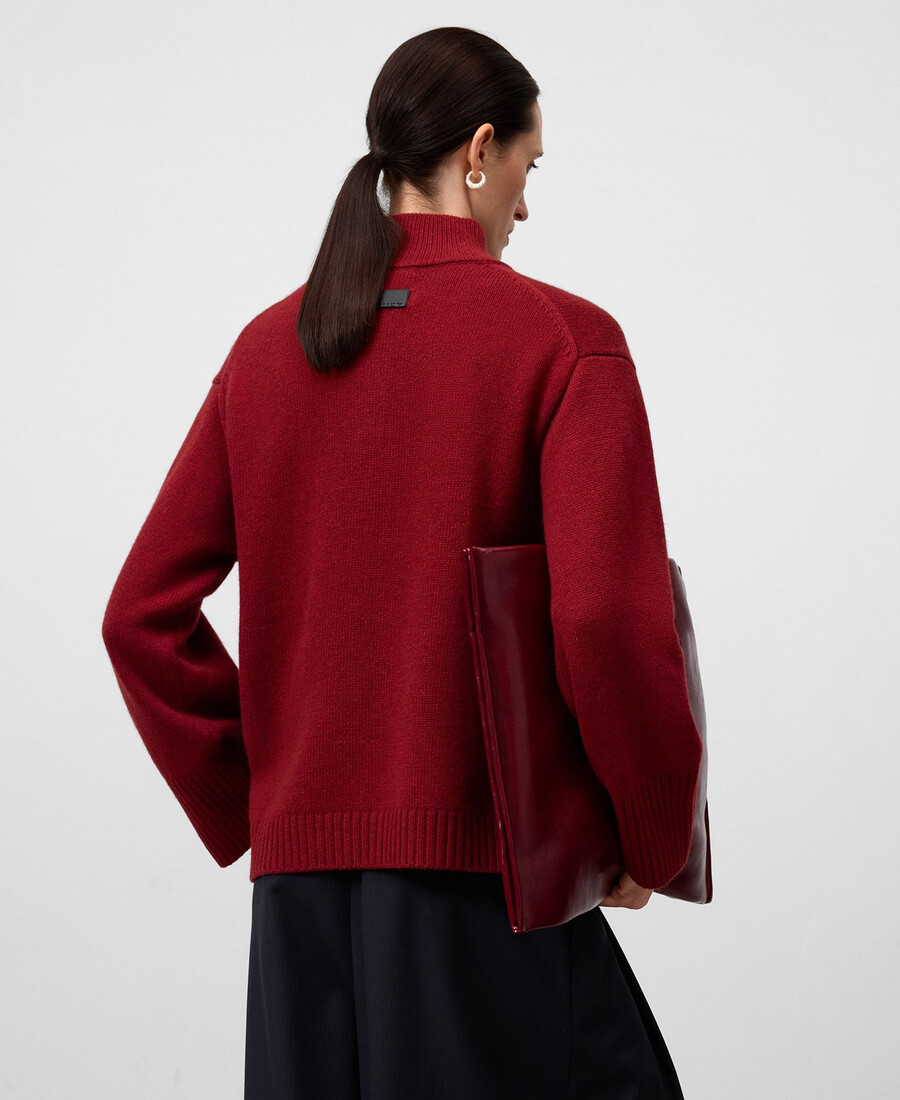 pull à col montant en laine mérinos pour femme