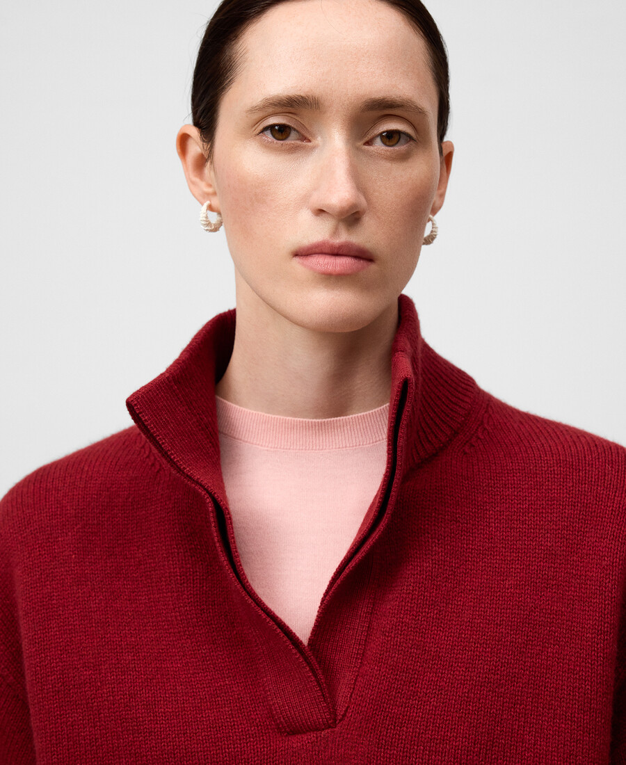pull à col montant en laine mérinos pour femme