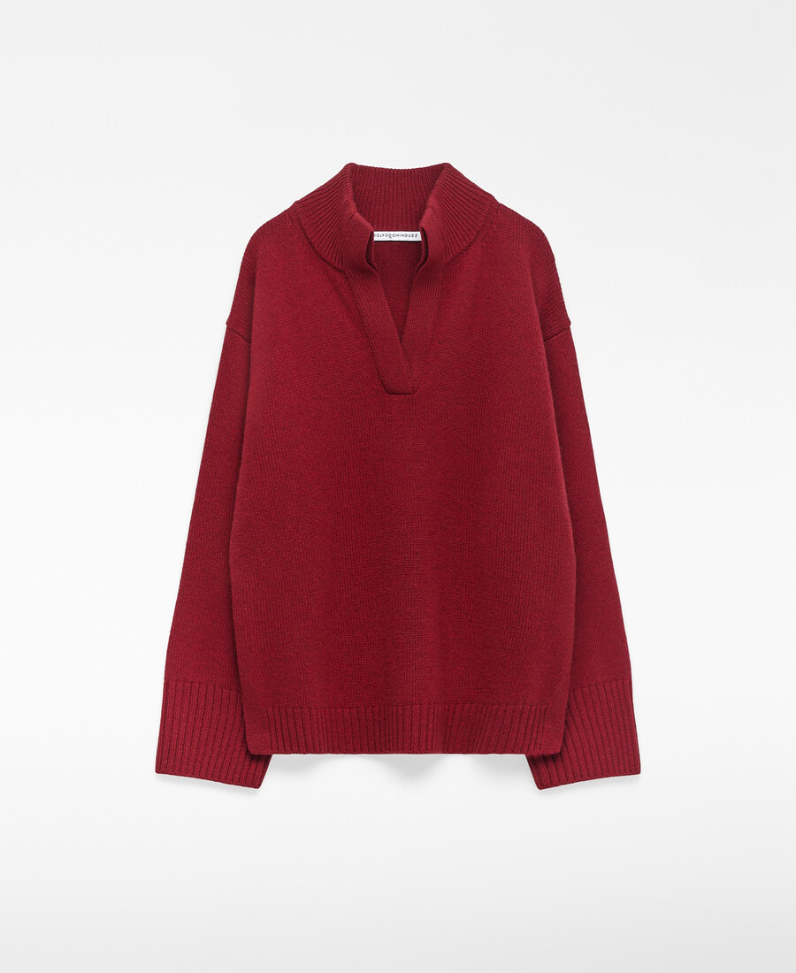 pull à col montant en laine mérinos pour femme