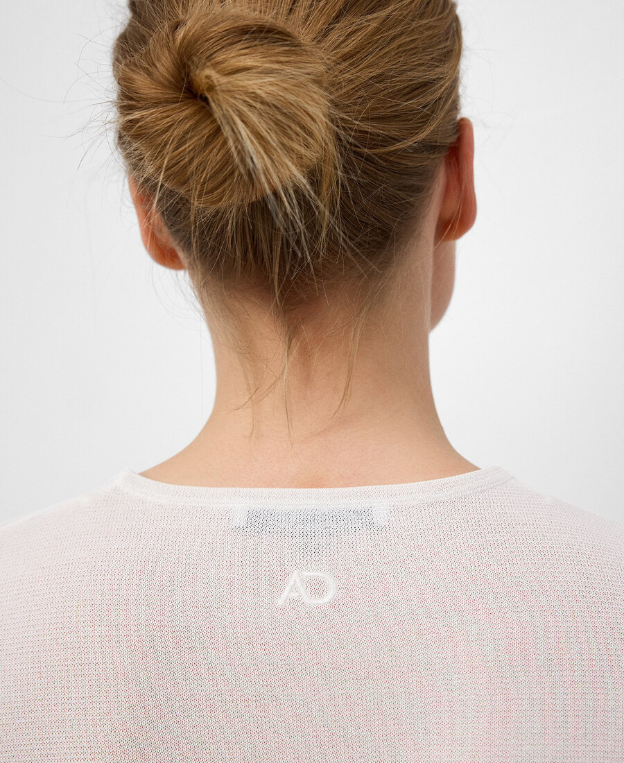 pull à manches courtes en maille fine pour femme