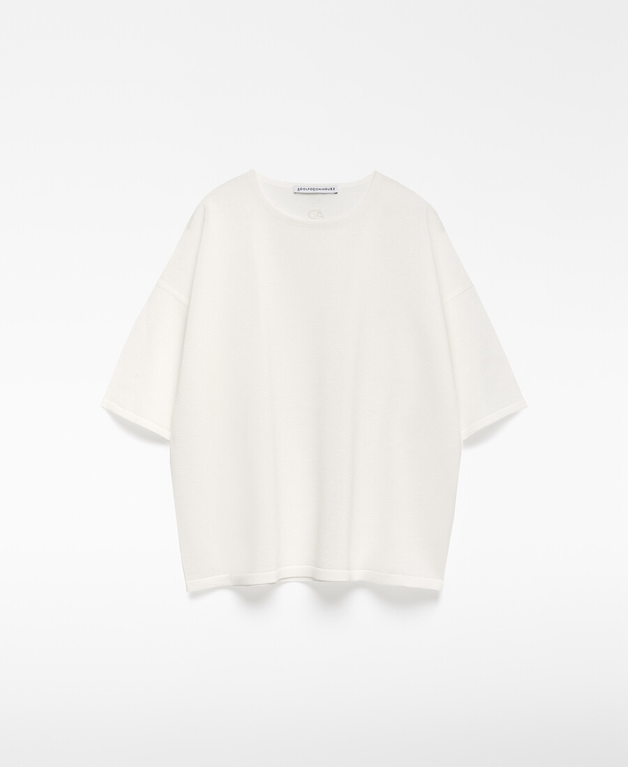 pull à manches courtes en maille fine pour femme