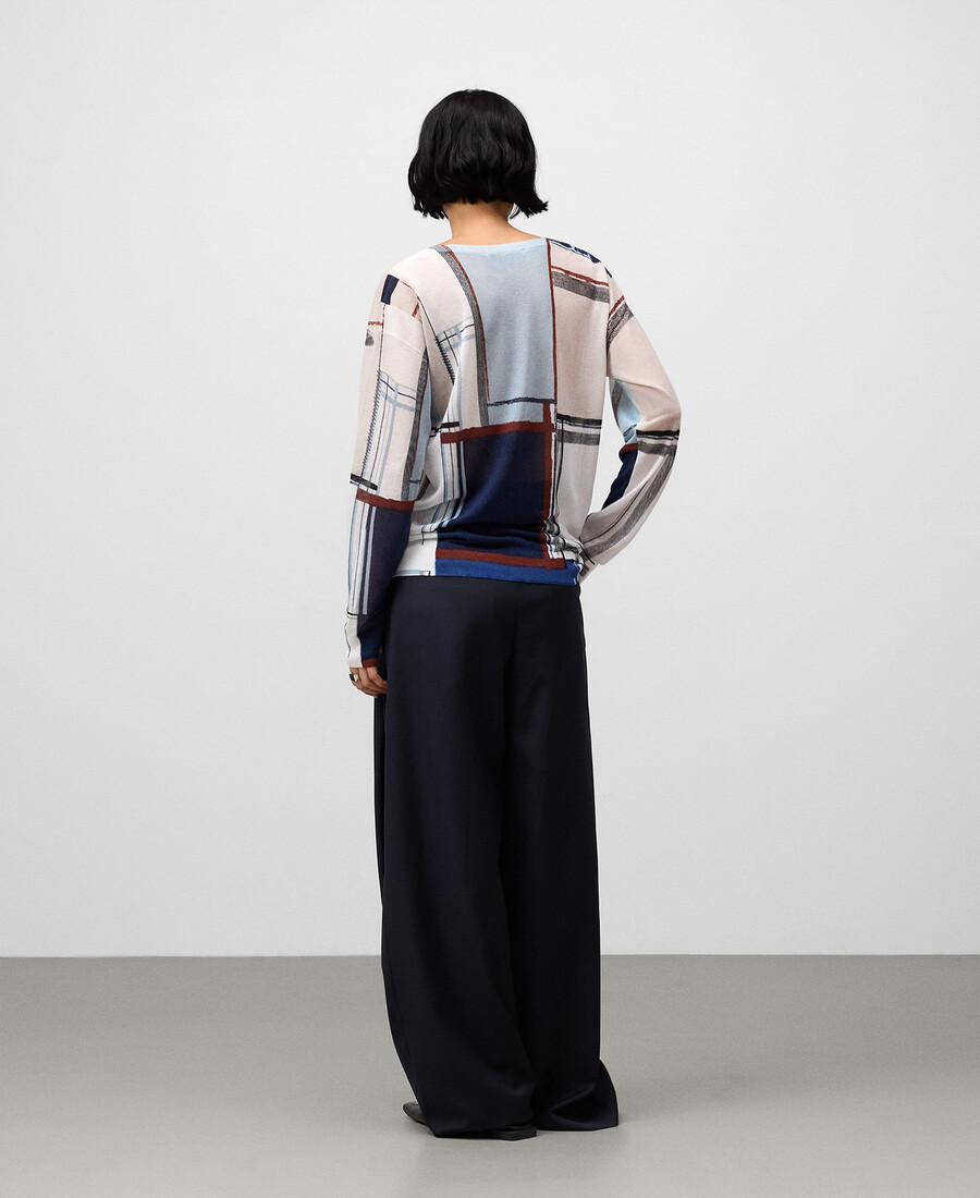 pull imprimé à col en v pour femme