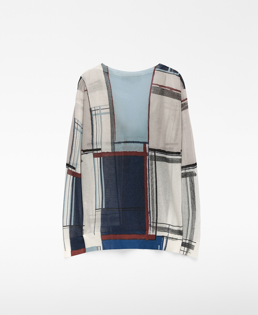 pull imprimé à col en v pour femme