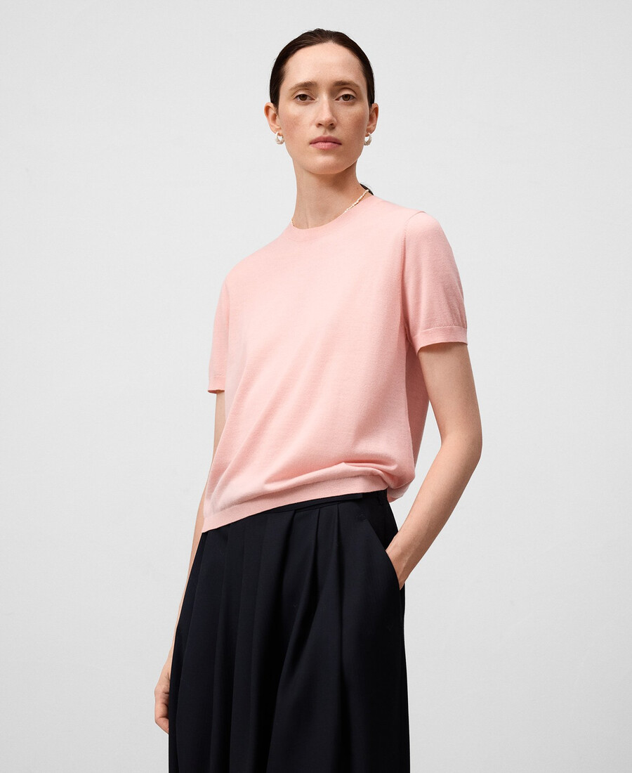 pull à manches courtes en laine mérinos pour femme