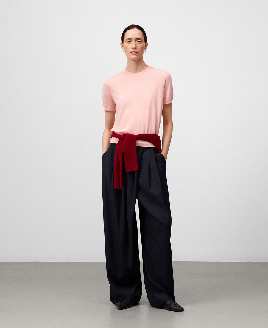 pull à manches courtes en laine mérinos pour femme