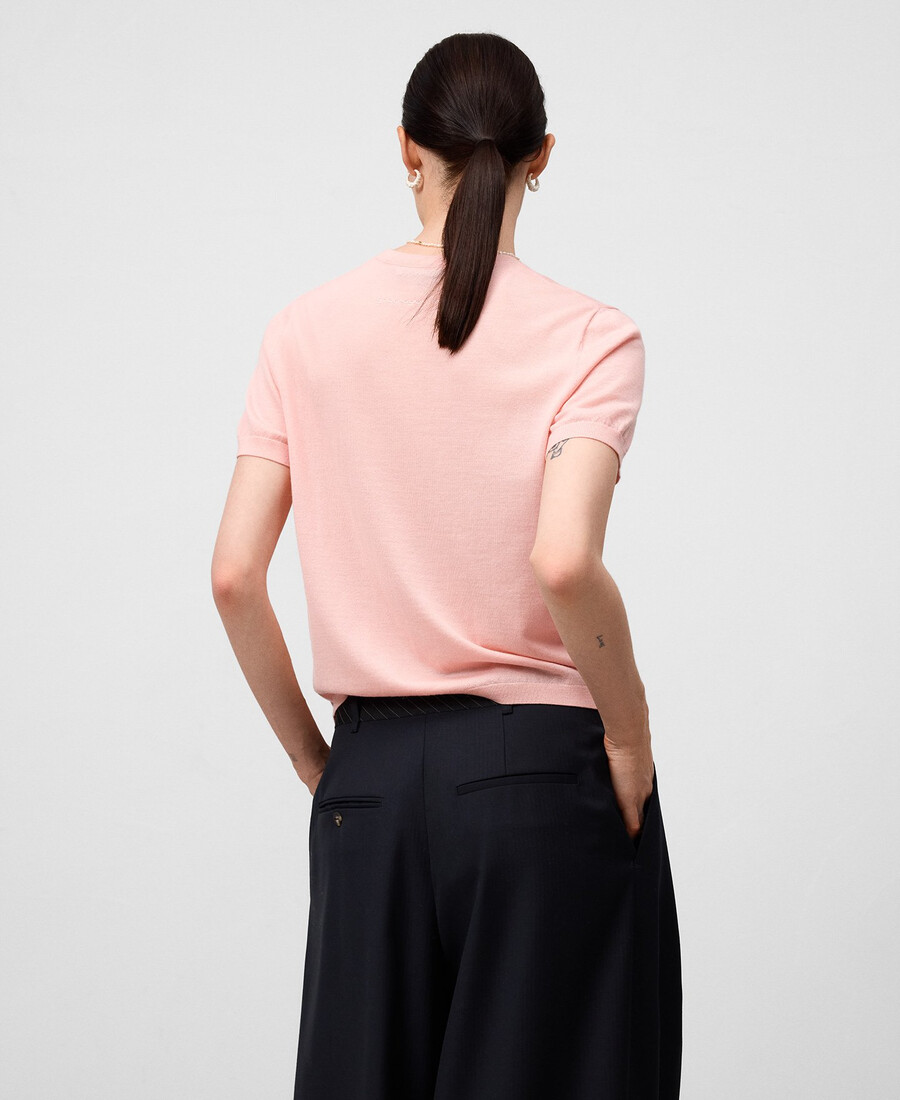 pull à manches courtes en laine mérinos pour femme