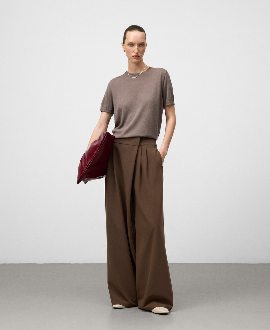 pull à manches courtes en laine mérinos pour femme