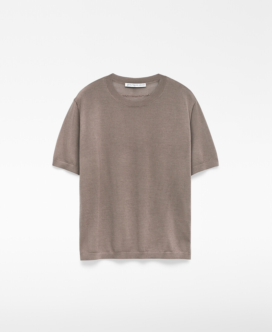 pull à manches courtes en laine mérinos pour femme
