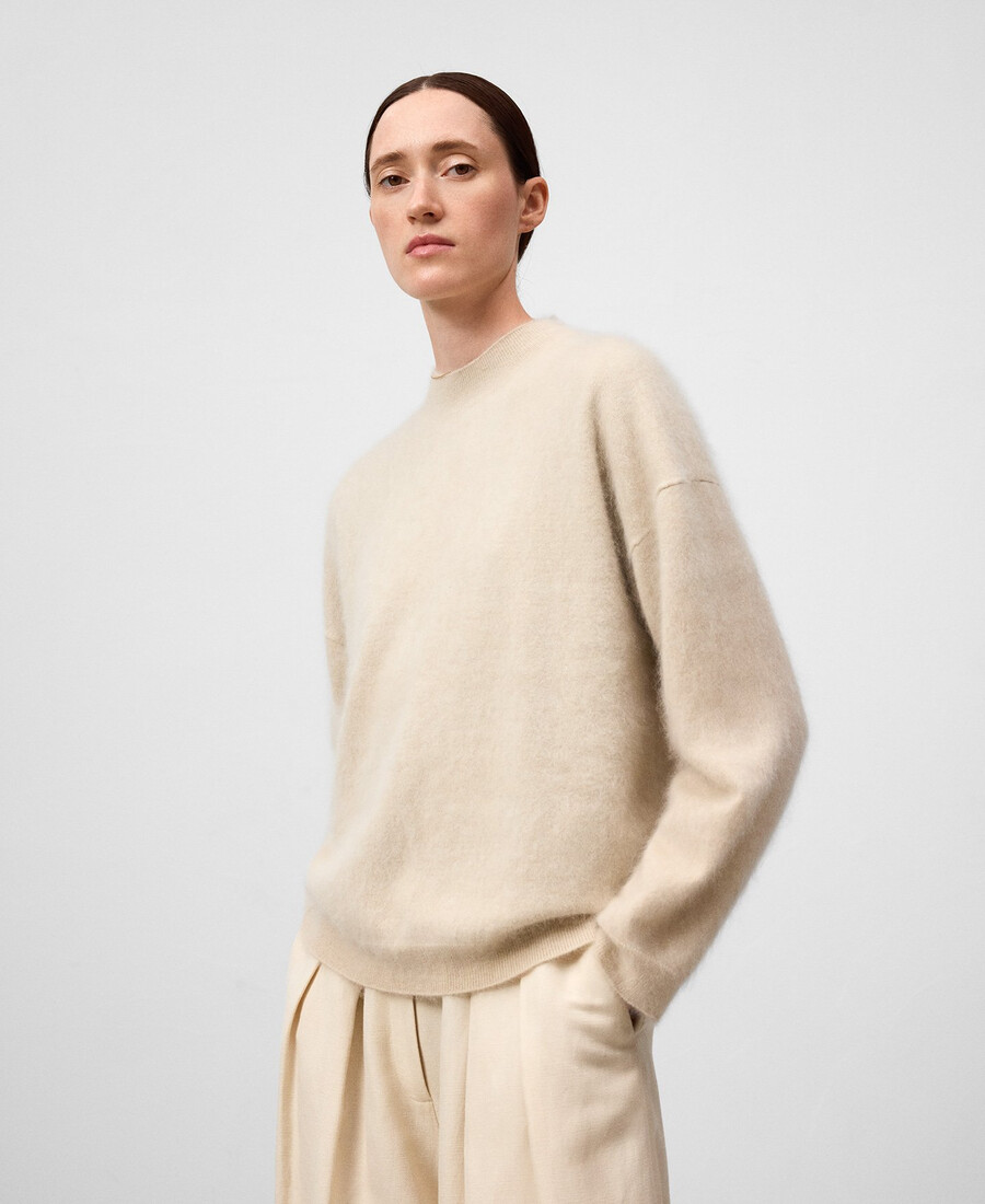 pull en cachemire à col perkins pour femme