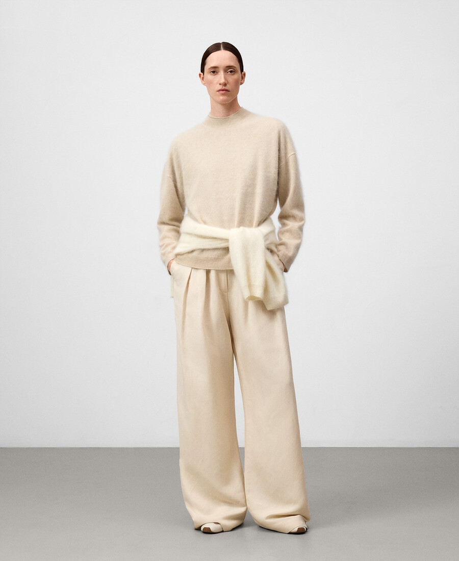 pull en cachemire à col perkins pour femme