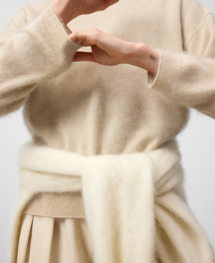 pull en cachemire à col perkins pour femme