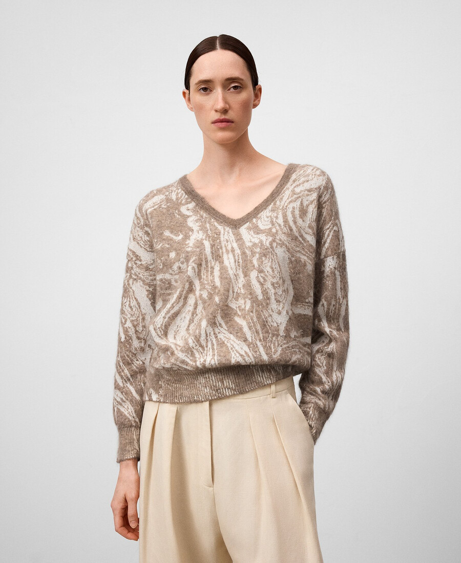 pull imprimé en maille jacquard pour femme