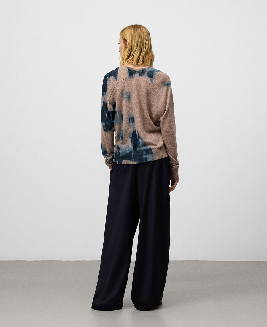pull en maille imprimée à col en v pour femme