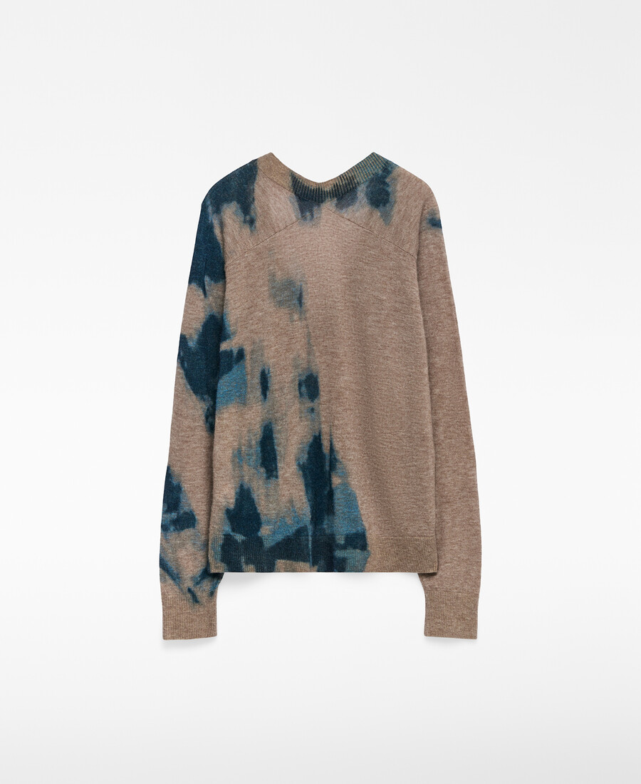 pull en maille imprimée à col en v pour femme