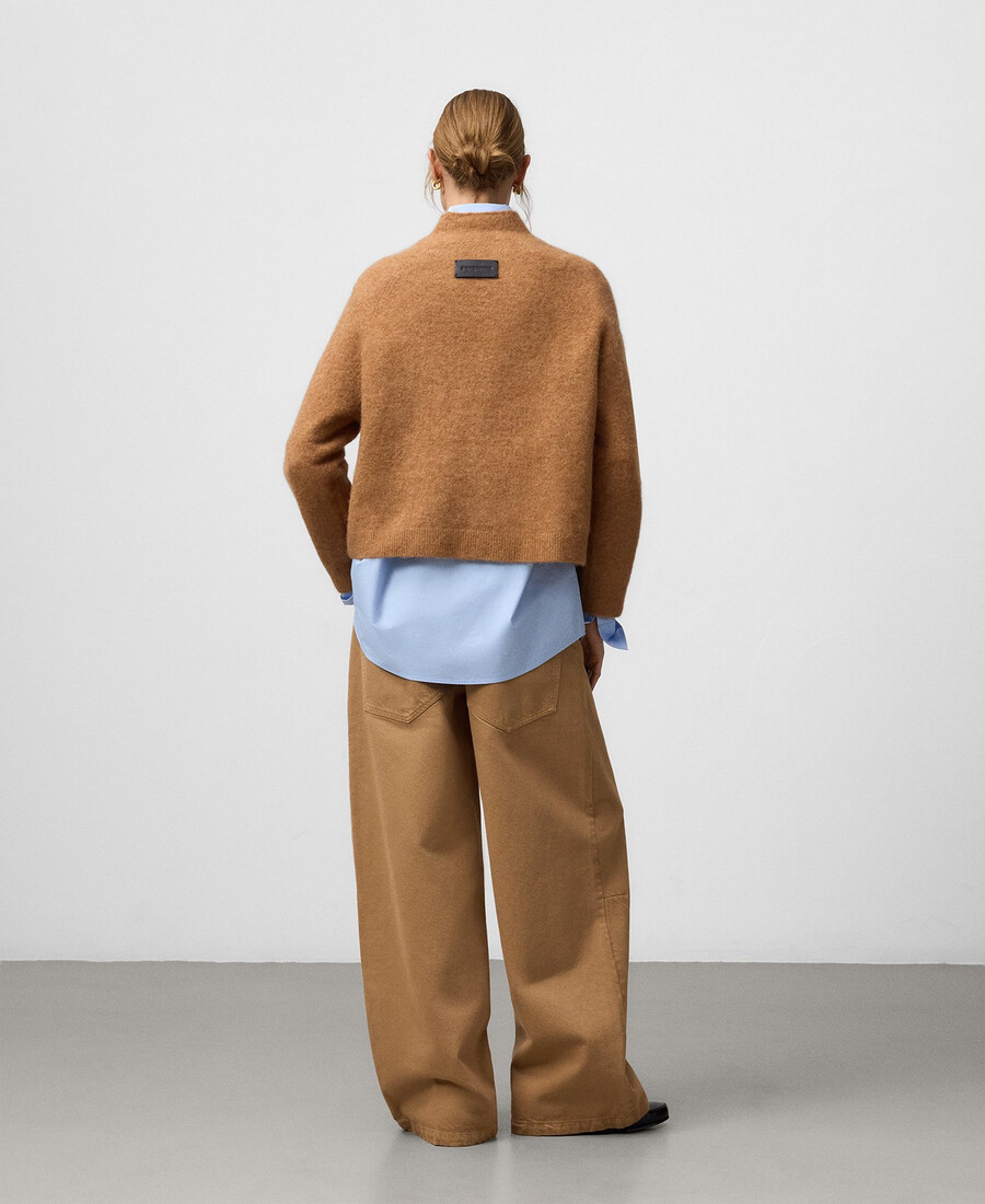 pull court en maille à col perkins pour femme
