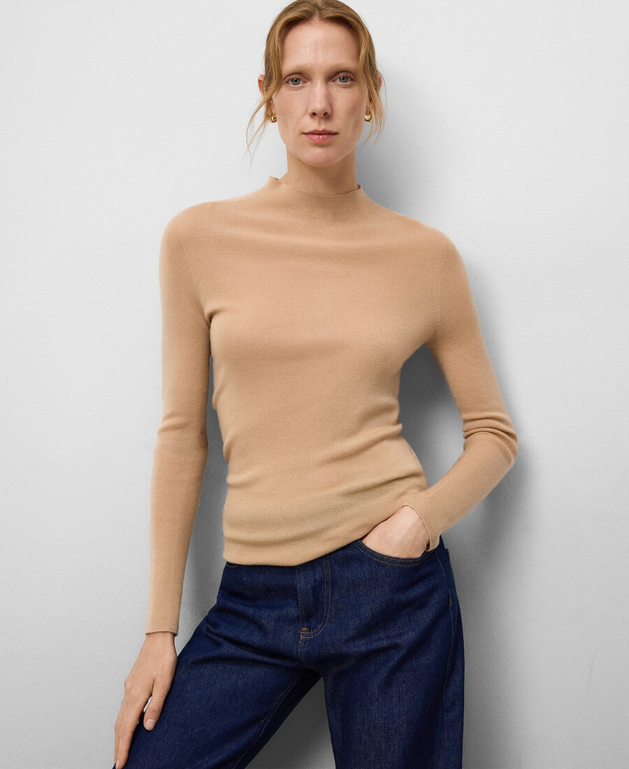 pull ajusté en laine mérinos pour femme