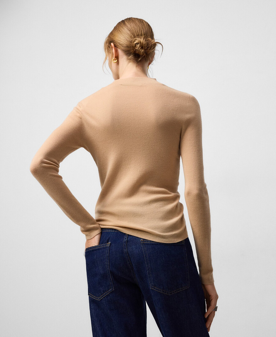pull ajusté en laine mérinos pour femme