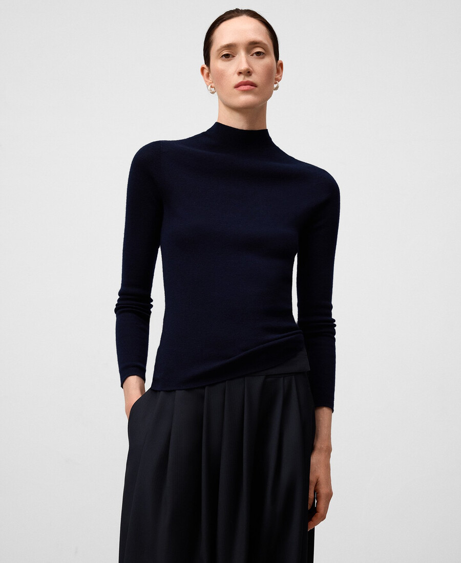 pull ajusté en laine mérinos pour femme