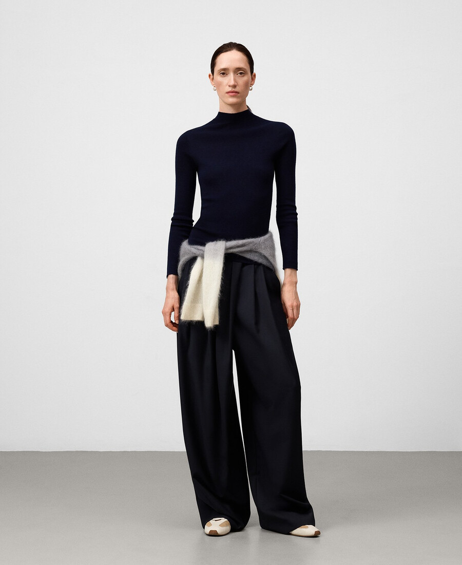 pull ajusté en laine mérinos pour femme