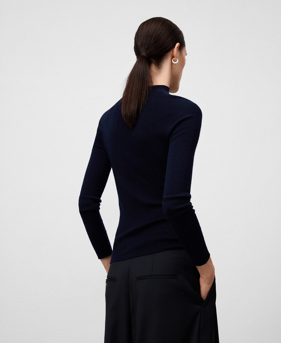 pull ajusté en laine mérinos pour femme
