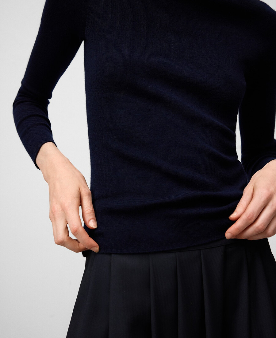 pull ajusté en laine mérinos pour femme
