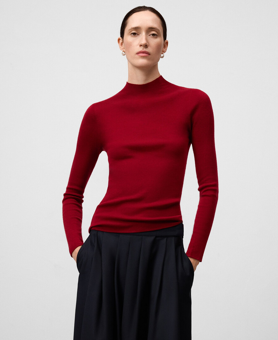 pull ajusté en laine mérinos pour femme