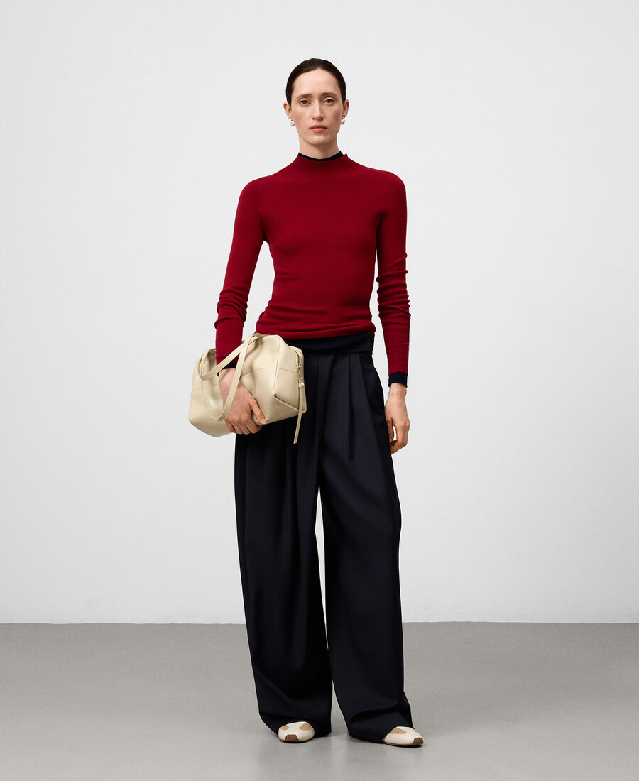 pull ajusté en laine mérinos pour femme