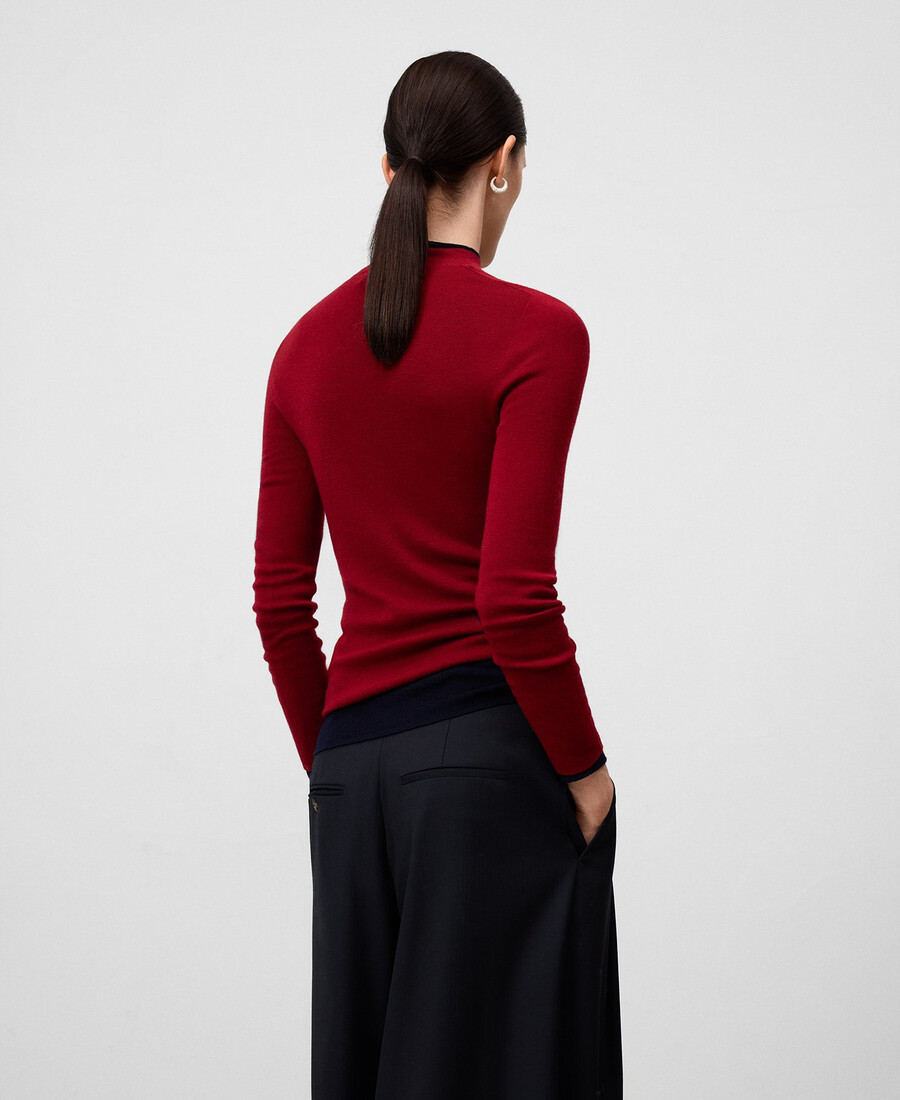 pull ajusté en laine mérinos pour femme
