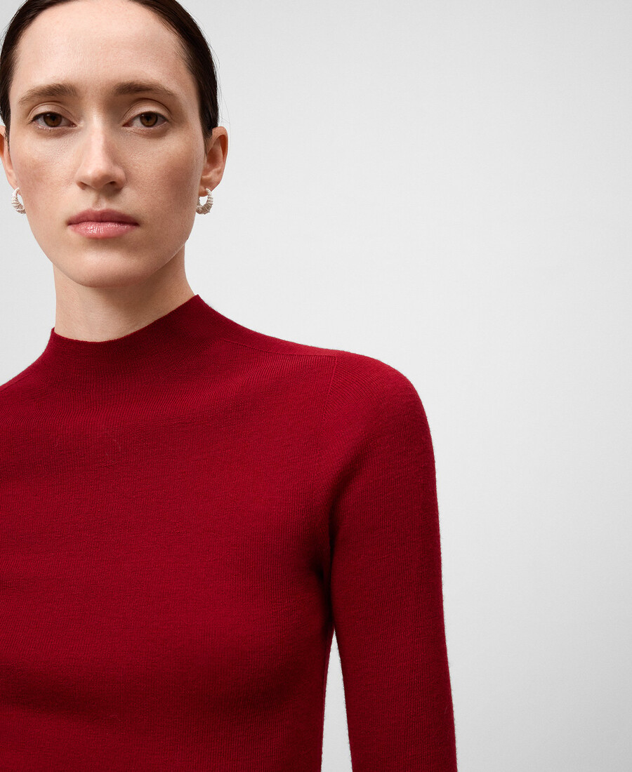 pull ajusté en laine mérinos pour femme