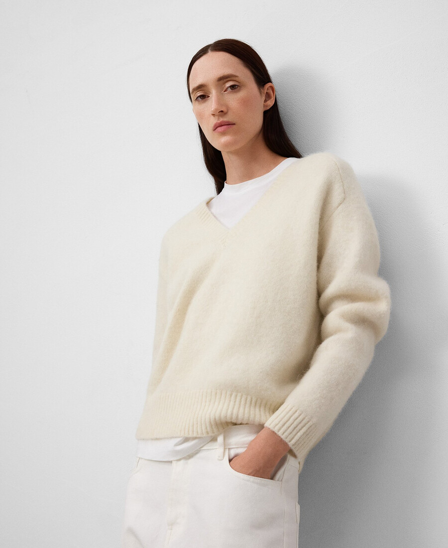 pull en maille à col en v pour femme
