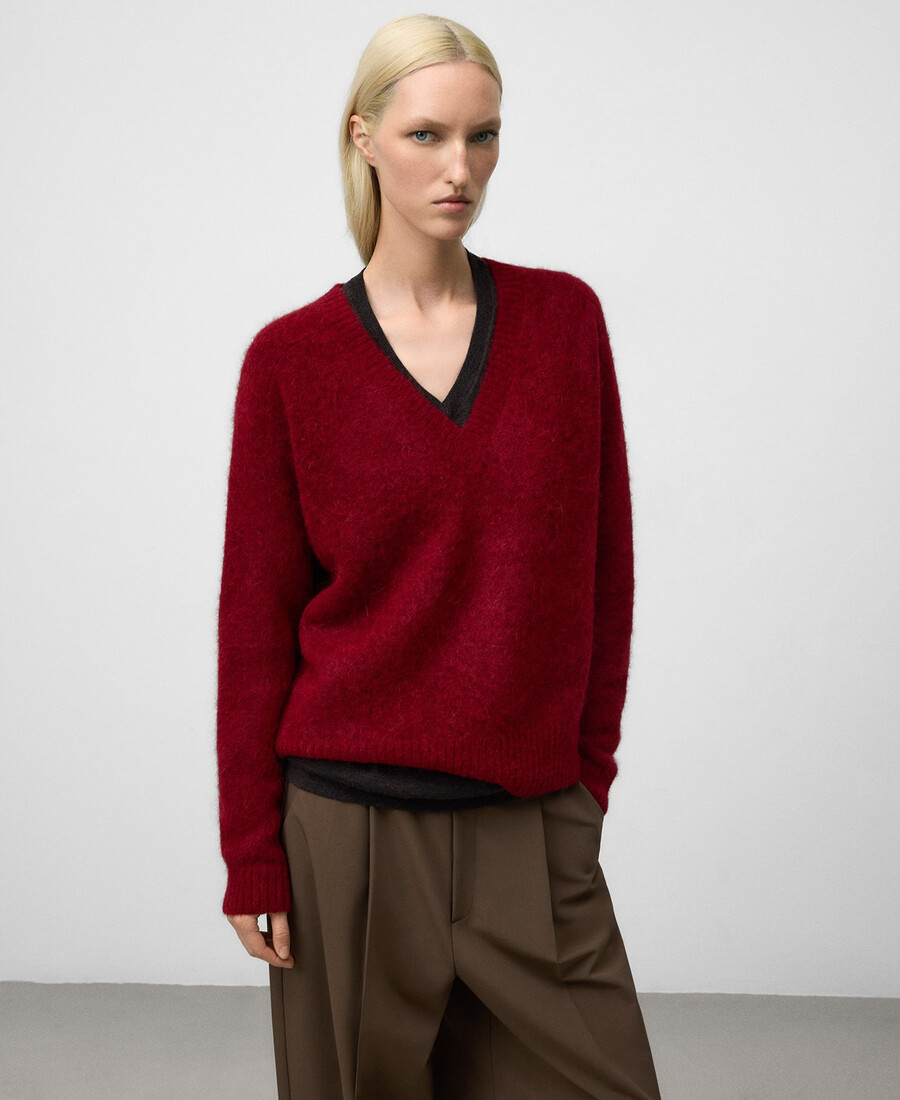 pull en maille à col v pour femme