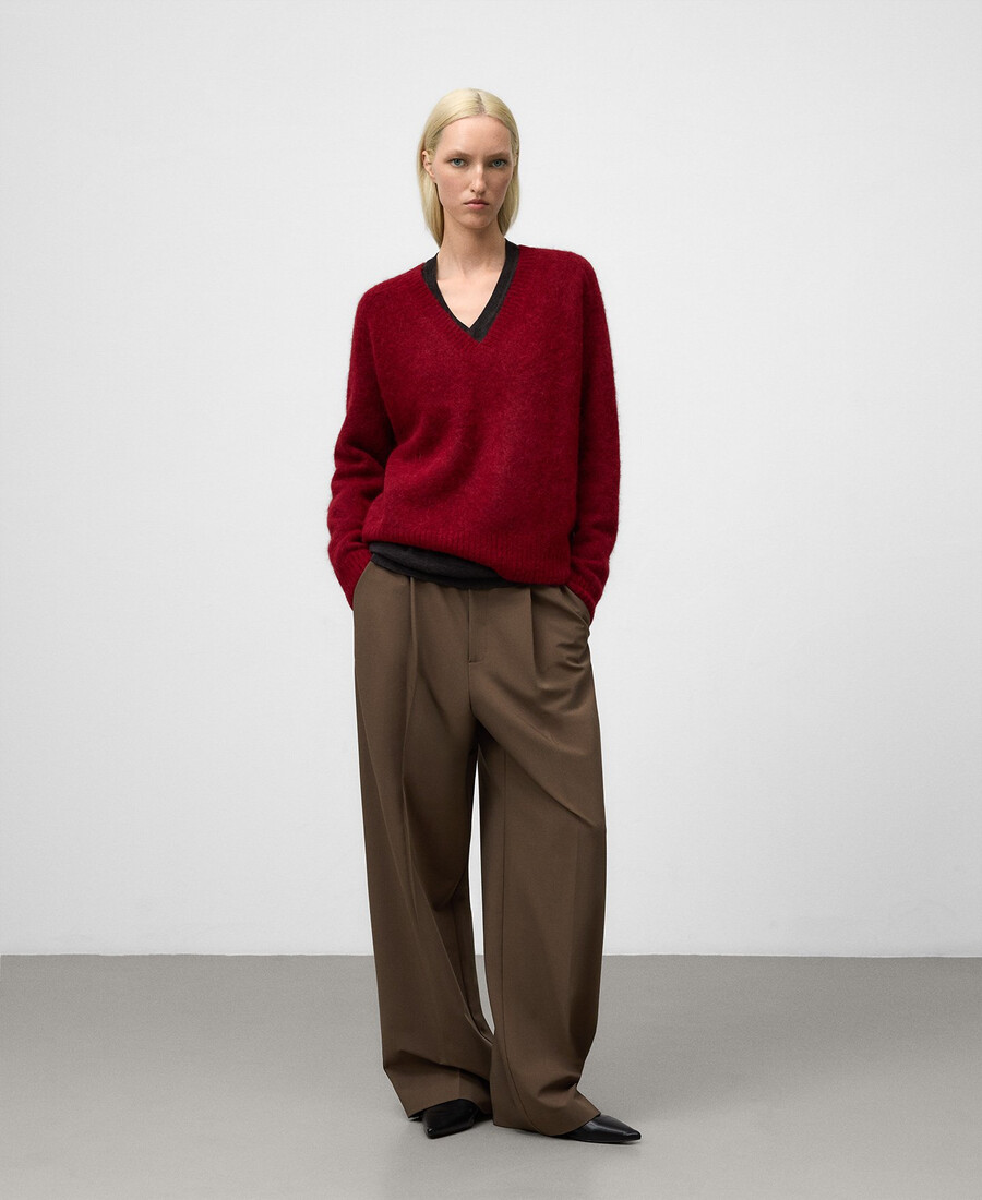 pull en maille à col v pour femme