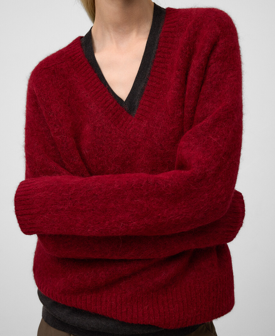 pull en maille à col v pour femme