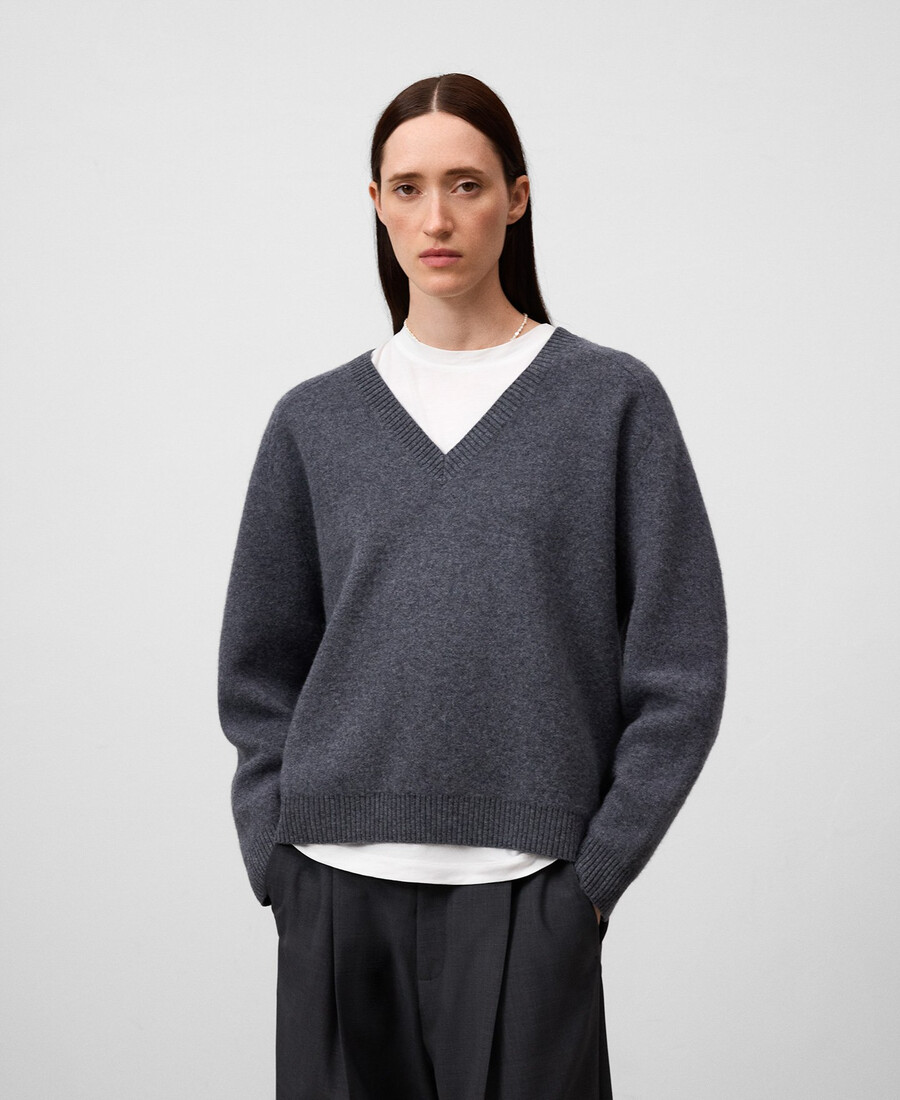 pull en laine à col v pour femme