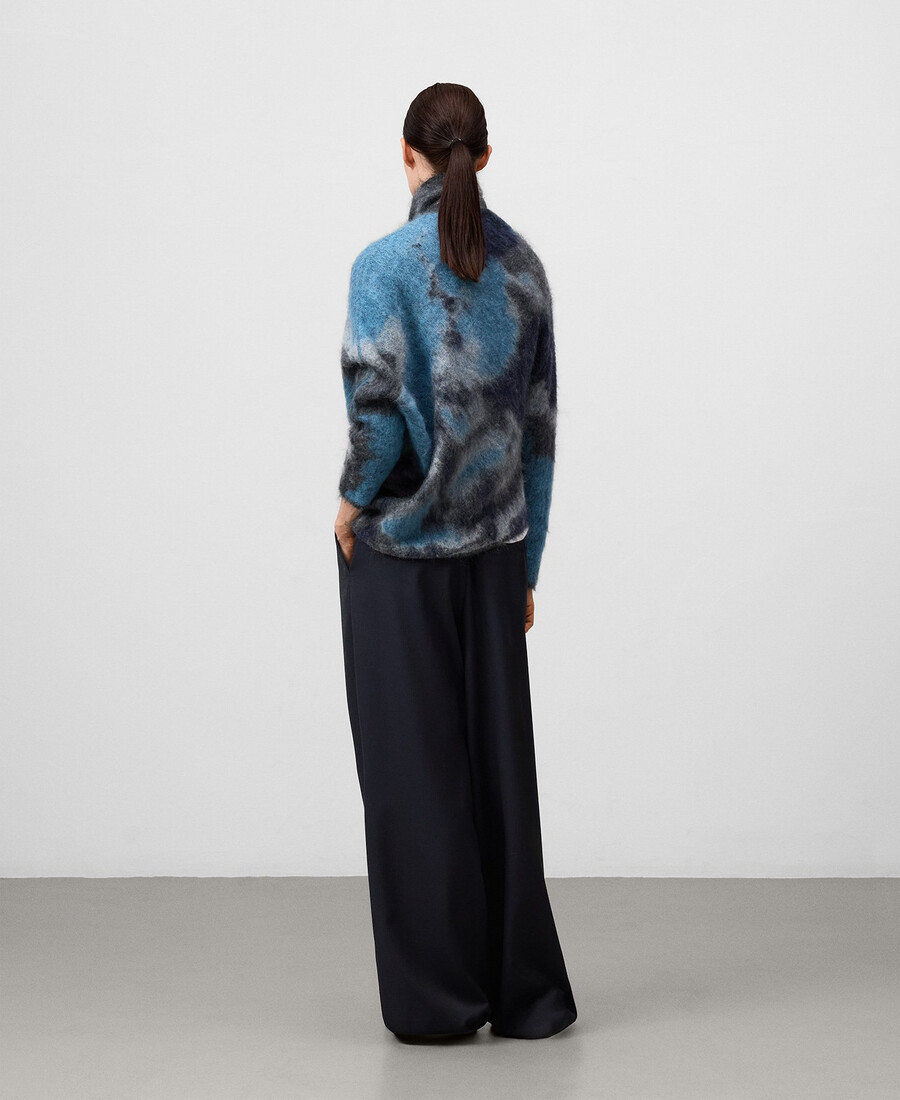 pull asymétrique en maille jacquard pour femme