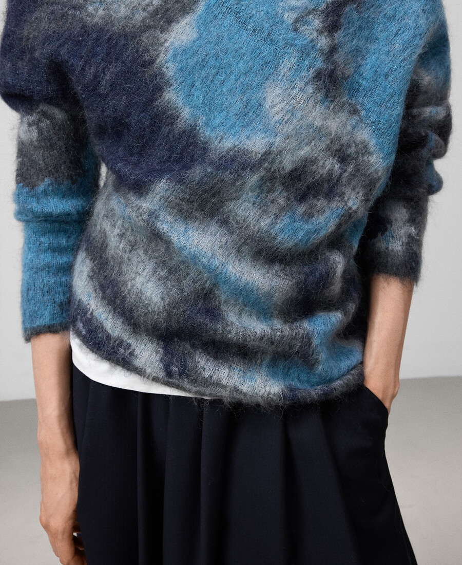 pull asymétrique en maille jacquard pour femme