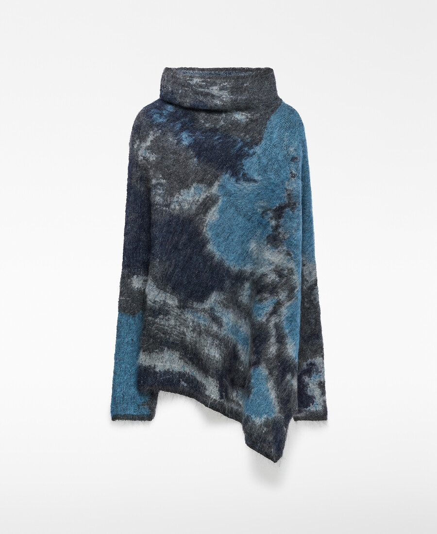 pull asymétrique en maille jacquard pour femme