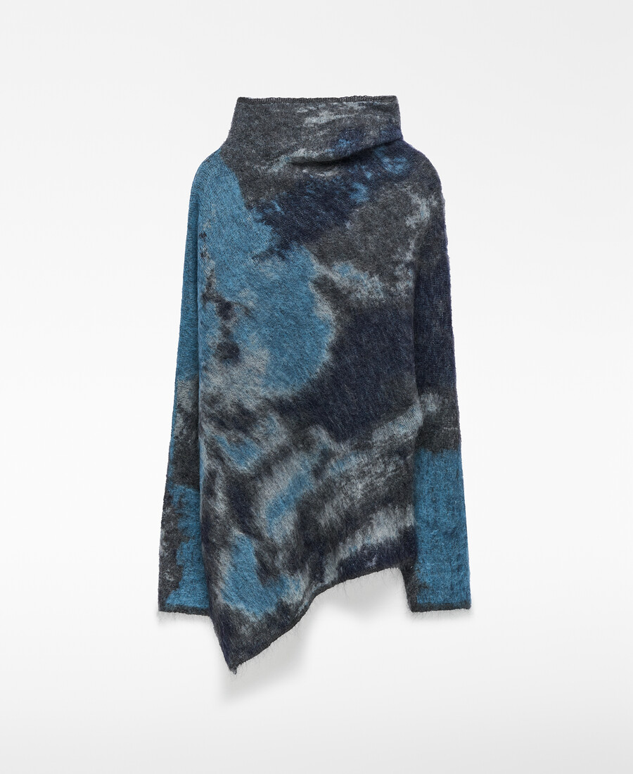 pull asymétrique en maille jacquard pour femme